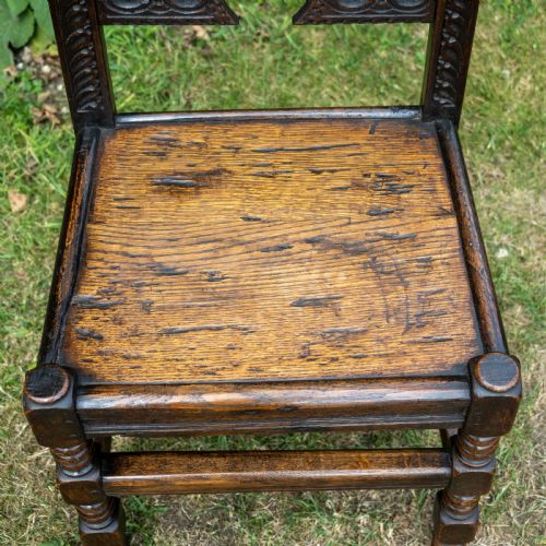 LATE C17TH OAK YORKSHIRE DERBYSHIRE CARVED CHAIR JACOBEAN CAROLEAN - ADDITIONAL PHOTO 4