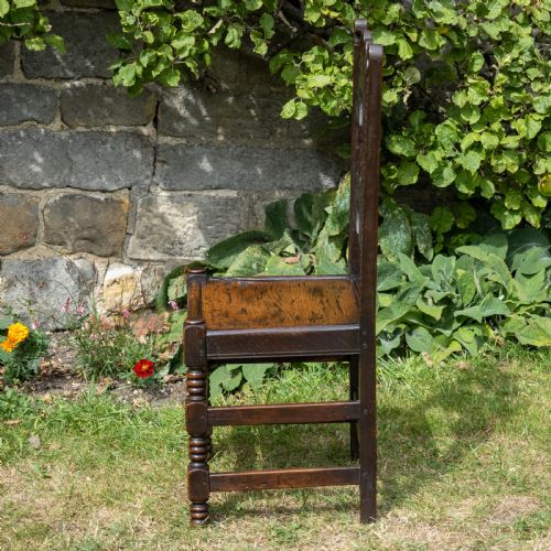 LATE C17TH OAK YORKSHIRE DERBYSHIRE CARVED CHAIR JACOBEAN CAROLEAN - ADDITIONAL PHOTO 7