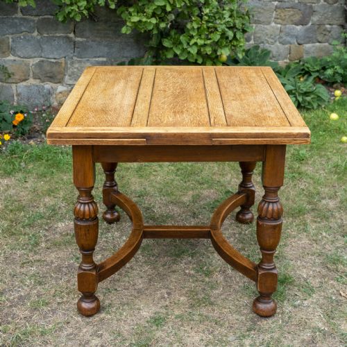 C17TH STYLE OAK DRAWER LEAF EXTENDING DINING TABLE C1920 JACOBEAN CAROLEAN - ADDITIONAL PHOTO 3