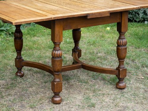 C17TH STYLE OAK DRAWER LEAF EXTENDING DINING TABLE C1920 JACOBEAN CAROLEAN - ADDITIONAL PHOTO 4