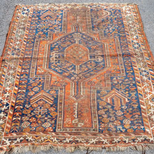 qashqai persian rug 6'15x5' 187x153cm kashgai carpet - CATEGORY: ANTIQUE RUGS - DATED 1900