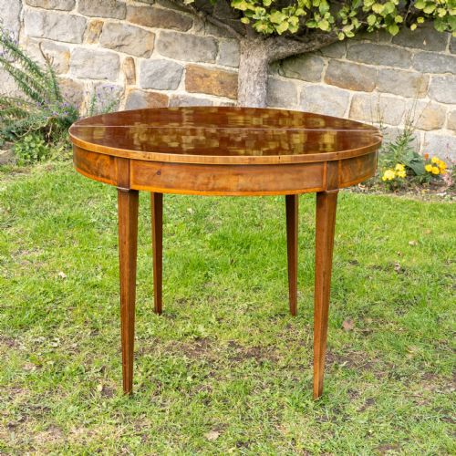GEORGIAN DEMILUNE INLAID MAHOGANY FOLD OVER TEA TABLE CONSOLE - ADDITIONAL PHOTO 5