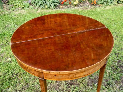 GEORGIAN DEMILUNE INLAID MAHOGANY FOLD OVER TEA TABLE CONSOLE - ADDITIONAL PHOTO 6