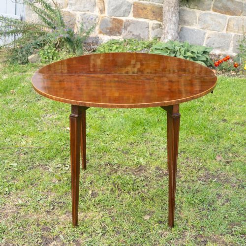 GEORGIAN DEMILUNE INLAID MAHOGANY FOLD OVER TEA TABLE CONSOLE - ADDITIONAL PHOTO 7