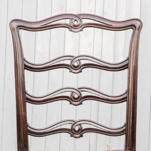 CHIPPENDALE REVIVAL SET OF 6 MAHOGANY LEATHER UPHOLSTERED DINING CHAIRS - ADDITIONAL PHOTO 11