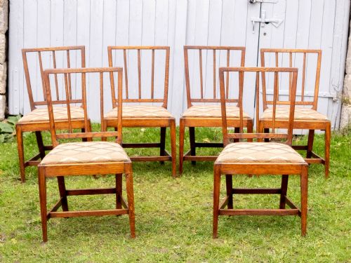 ELM SHERATON COUNTRY VERNACULAR STYLE UPHOLSTERED SET OF 6 DINING CHAIRS - ADDITIONAL PHOTO 1