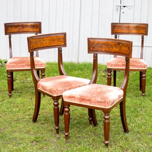 regency set of 4 mahogany bar back dining chairs georgian - CATEGORY: ANTIQUE CHAIRS - DATED REGENCY