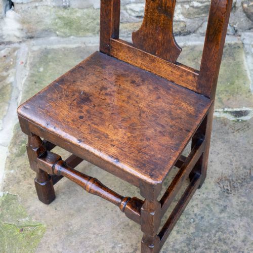 LATE C17TH HIGH BACK COUNTRY OAK CHAIR CAROLEAN JACOBEAN - ADDITIONAL PHOTO 6
