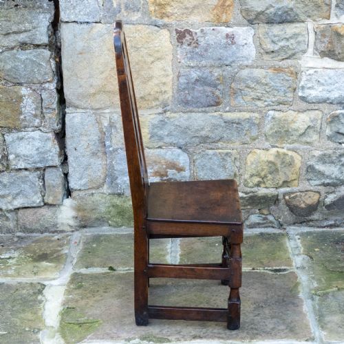 LATE C17TH HIGH BACK COUNTRY OAK CHAIR CAROLEAN JACOBEAN - ADDITIONAL PHOTO 8