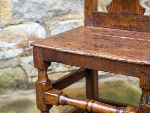LATE C17TH HIGH BACK OAK COUNTRY CHAIR CAROLEAN JACOBEAN - ADDITIONAL PHOTO 2
