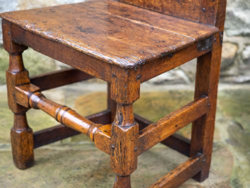 LATE C17TH HIGH BACK OAK COUNTRY CHAIR CAROLEAN JACOBEAN - ADDITIONAL PHOTO 4