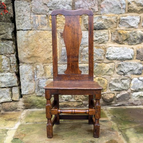 LATE C17TH HIGH BACK OAK COUNTRY CHAIR CAROLEAN JACOBEAN - ADDITIONAL PHOTO 5