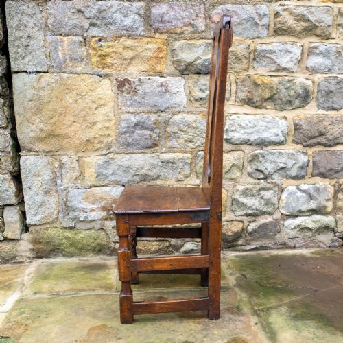 LATE C17TH HIGH BACK OAK COUNTRY CHAIR CAROLEAN JACOBEAN - ADDITIONAL PHOTO 7