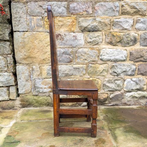 LATE C17TH HIGH BACK OAK COUNTRY CHAIR CAROLEAN JACOBEAN - ADDITIONAL PHOTO 8