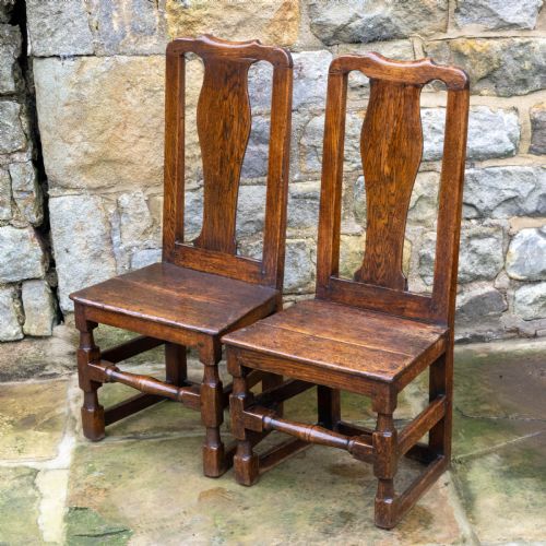 PAIR OF LATE C17TH HIGH BACK OAK COUNTRY CHAIRS CAROLEAN JACOBEAN - ADDITIONAL PHOTO 1