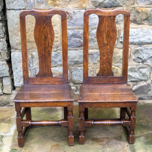PAIR OF LATE C17TH HIGH BACK OAK COUNTRY CHAIRS CAROLEAN JACOBEAN - ADDITIONAL PHOTO 7