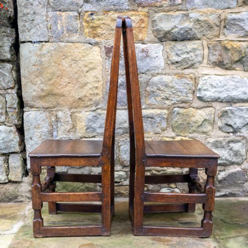 PAIR OF LATE C17TH HIGH BACK OAK COUNTRY CHAIRS CAROLEAN JACOBEAN - ADDITIONAL PHOTO 8