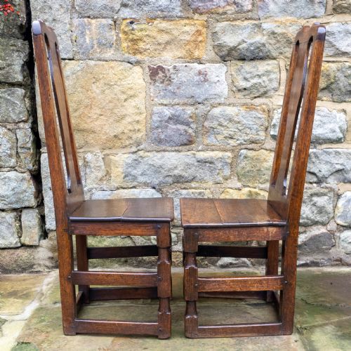 PAIR OF LATE C17TH HIGH BACK OAK COUNTRY CHAIRS CAROLEAN JACOBEAN - ADDITIONAL PHOTO 9