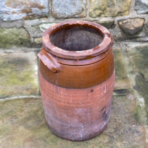 C19TH LARGE RUSTIC EARTHENWARE STORAGE JAR BREAD CROCK WITH LID - ADDITIONAL PHOTO 5