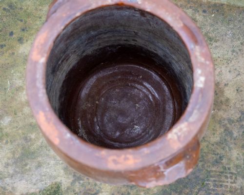 C19TH LARGE RUSTIC EARTHENWARE STORAGE JAR BREAD CROCK WITH LID - ADDITIONAL PHOTO 13