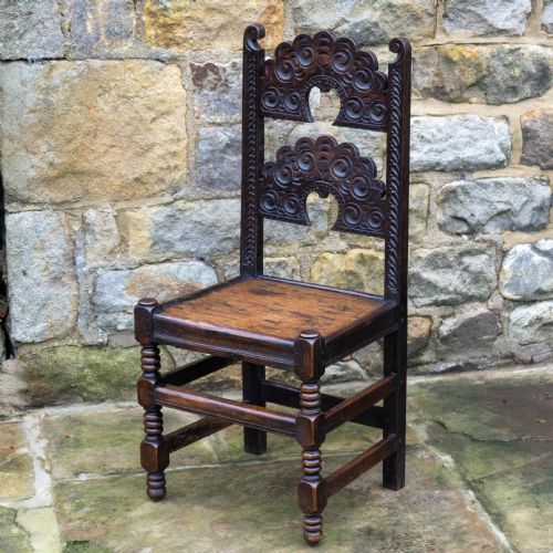 late c17th oak yorkshire derbyshire carved chair jacobean carolean - CATEGORY: ANTIQUE CHAIRS - DATED 17TH CENTURY