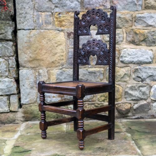 LATE C17TH OAK YORKSHIRE DERBYSHIRE CARVED CHAIR JACOBEAN CAROLEAN - ADDITIONAL PHOTO 5