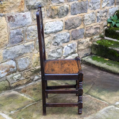 LATE C17TH OAK YORKSHIRE DERBYSHIRE CARVED CHAIR JACOBEAN CAROLEAN - ADDITIONAL PHOTO 8