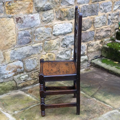 LATE C17TH OAK YORKSHIRE DERBYSHIRE CARVED CHAIR JACOBEAN CAROLEAN - ADDITIONAL PHOTO 9
