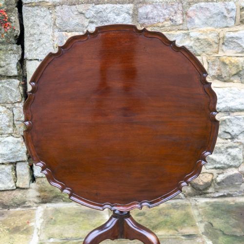 GEORGIAN PIE CRUST EDGE MAHOGANY TILTTOP TRIPOD SUPPER TABLE GEORGE III LATE C18TH - ADDITIONAL PHOTO 6