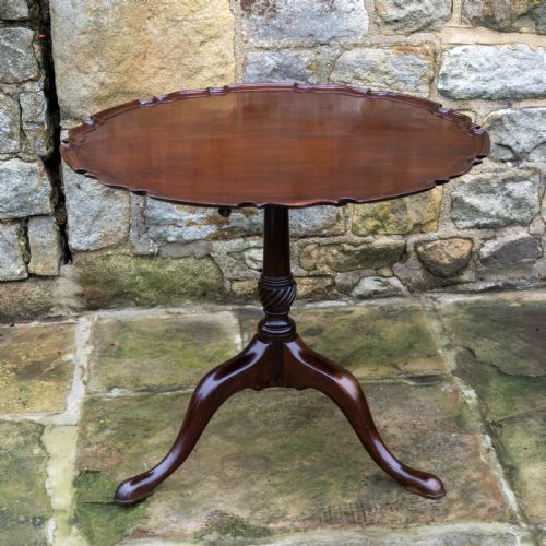 GEORGIAN PIE CRUST EDGE MAHOGANY TILTTOP TRIPOD SUPPER TABLE GEORGE III LATE C18TH - ADDITIONAL PHOTO 9