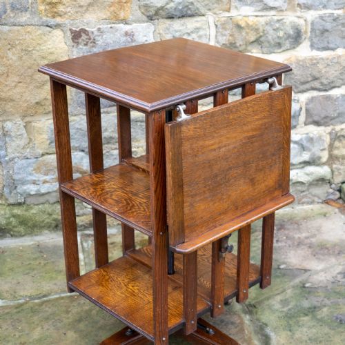 LATE VICTORIAN OAK REVOLVING BOOKCASE C1900 ARTS CRAFTS - ADDITIONAL PHOTO 4