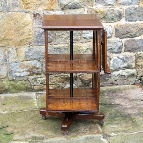 LATE VICTORIAN OAK REVOLVING BOOKCASE C1900 ARTS CRAFTS - ADDITIONAL PHOTO 15