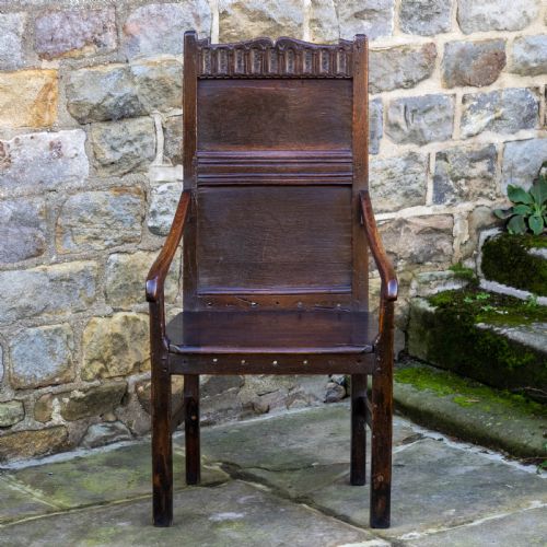 C17TH ENGLISH OAK WAINSCOTT ARMCHAIR JACOBEAN CAROLEAN RESTORATION - ADDITIONAL PHOTO 2