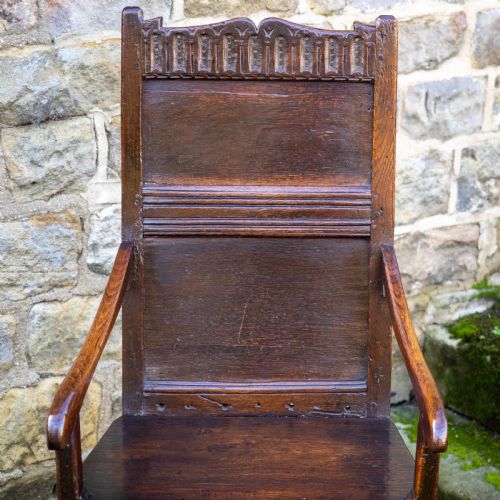 C17TH ENGLISH OAK WAINSCOTT ARMCHAIR JACOBEAN CAROLEAN RESTORATION - ADDITIONAL PHOTO 3