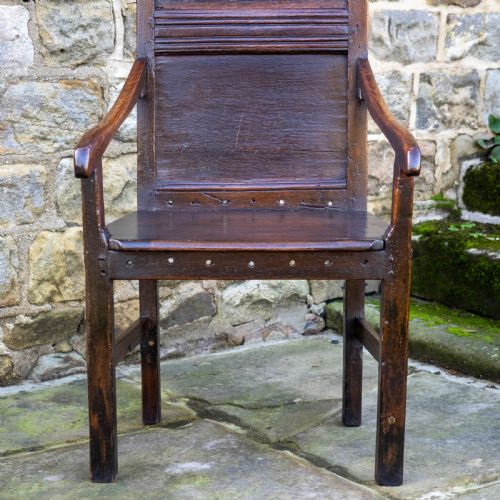 C17TH ENGLISH OAK WAINSCOTT ARMCHAIR JACOBEAN CAROLEAN RESTORATION - ADDITIONAL PHOTO 4