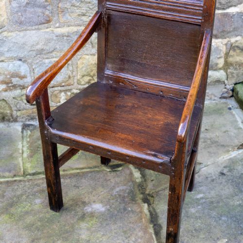 C17TH ENGLISH OAK WAINSCOTT ARMCHAIR JACOBEAN CAROLEAN RESTORATION - ADDITIONAL PHOTO 5