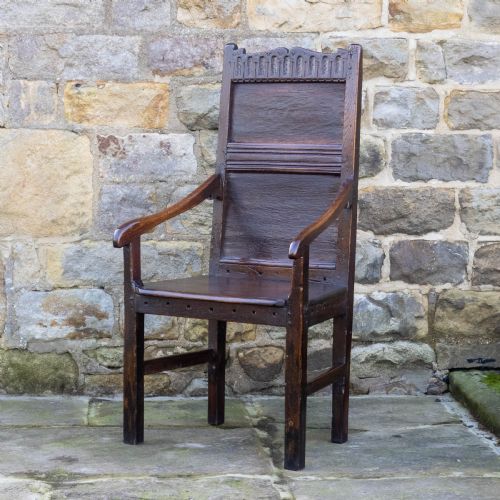 C17TH ENGLISH OAK WAINSCOTT ARMCHAIR JACOBEAN CAROLEAN RESTORATION - ADDITIONAL PHOTO 9