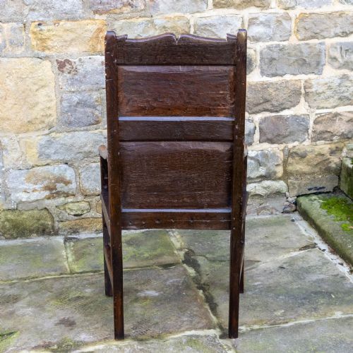 C17TH ENGLISH OAK WAINSCOTT ARMCHAIR JACOBEAN CAROLEAN RESTORATION - ADDITIONAL PHOTO 10