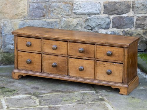 fig 1. C19th Rustic Country Pine Low Wide Chest of Drawers