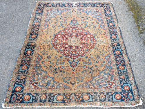 ANTIQUE PERSIAN TABRIZ KHOY RUG 6'3X4'7 191X1395CM - ADDITIONAL PHOTO 4
