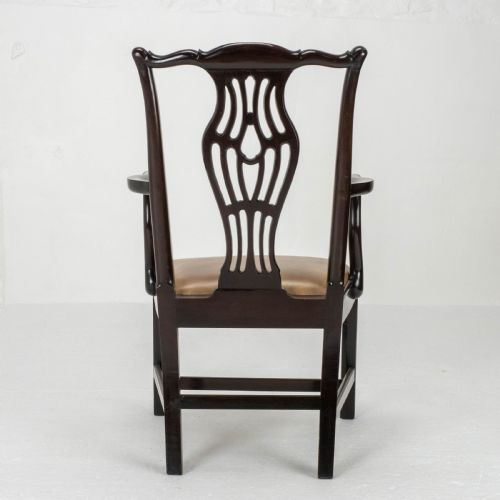 GEORGIAN CHIPPENDALE MAHOGANY LEATHER CARVER ARMCHAIR GEORGE III DESK CHAIR - ADDITIONAL PHOTO 9