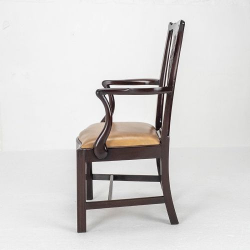 GEORGIAN CHIPPENDALE MAHOGANY LEATHER CARVER ARMCHAIR GEORGE III DESK CHAIR - ADDITIONAL PHOTO 10
