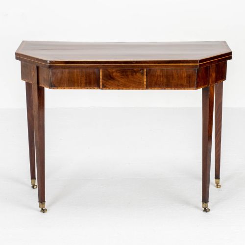GEORGIAN MAHOGANY INLAID CONSOLE FOLD OVER CARD GAMES TABLE GEORGE III - ADDITIONAL PHOTO 1