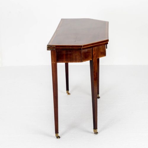 GEORGIAN MAHOGANY INLAID CONSOLE FOLD OVER CARD GAMES TABLE GEORGE III - ADDITIONAL PHOTO 3