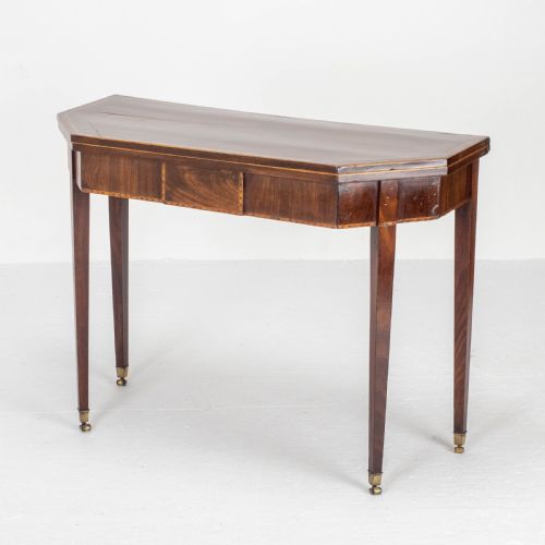 GEORGIAN MAHOGANY INLAID CONSOLE FOLD OVER CARD GAMES TABLE GEORGE III - ADDITIONAL PHOTO 4