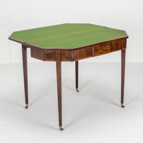 GEORGIAN MAHOGANY INLAID CONSOLE FOLD OVER CARD GAMES TABLE GEORGE III - ADDITIONAL PHOTO 7