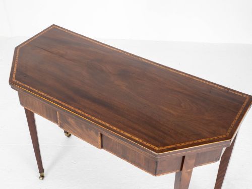GEORGIAN MAHOGANY INLAID CONSOLE FOLD OVER CARD GAMES TABLE GEORGE III - ADDITIONAL PHOTO 17