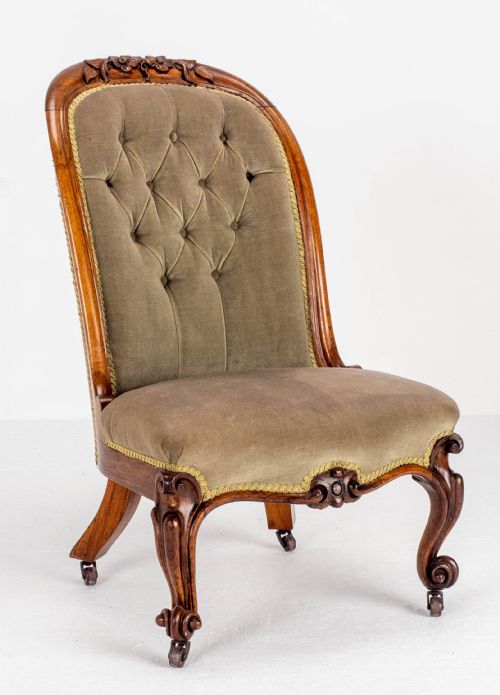 victorian rosewood upholstered nursingbedroom chair c1860 - CATEGORY: ANTIQUE CHAIRS - DATED 1860