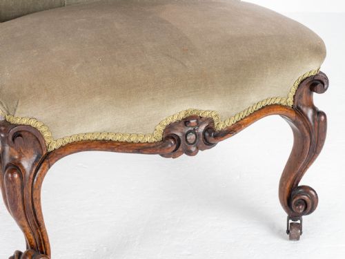 VICTORIAN ROSEWOOD UPHOLSTERED NURSINGBEDROOM CHAIR C1860 - ADDITIONAL PHOTO 3