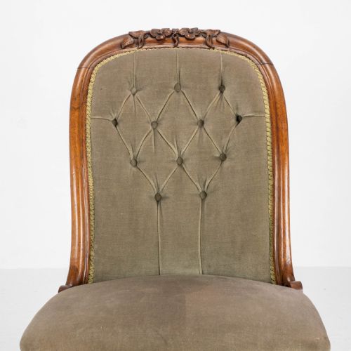 VICTORIAN ROSEWOOD UPHOLSTERED NURSINGBEDROOM CHAIR C1860 - ADDITIONAL PHOTO 6